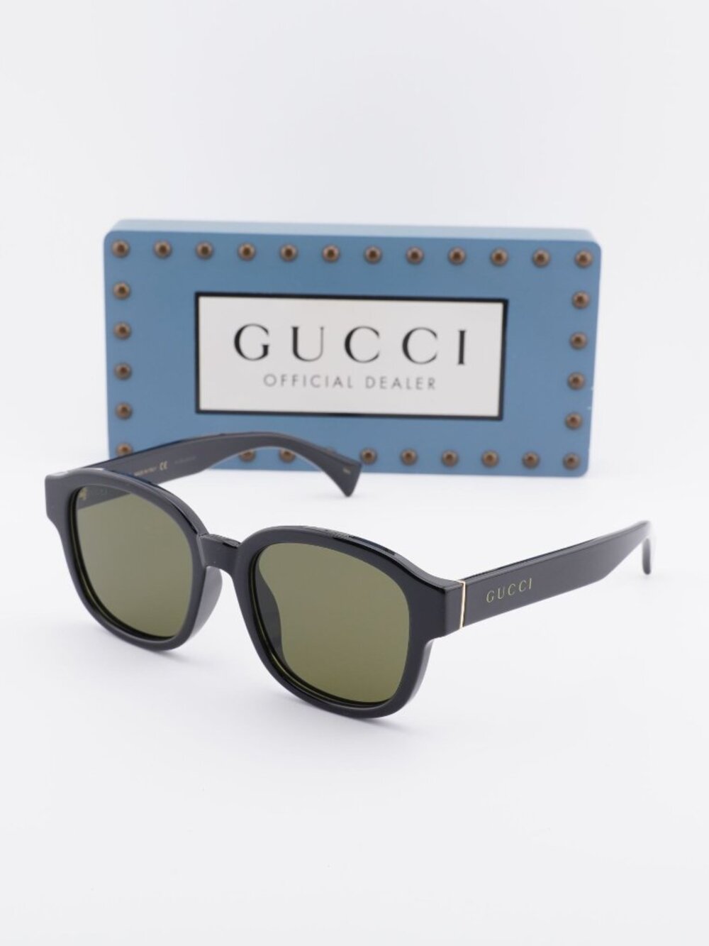 Gucci GG1140SK 002 Square Sunglasses - Black / Green